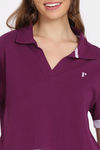 Rosaline Crop Length Loungewear Top - Plum Caspia — thumbnail 5